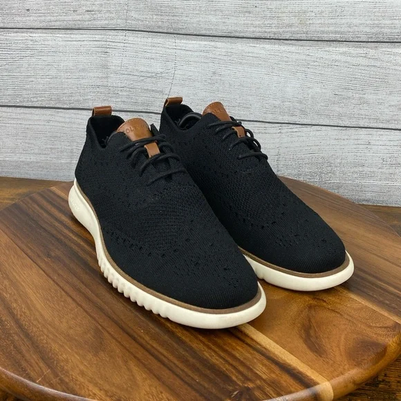 Cole Haan 2.ZEROGRAND Stitchlite Black Knit Wingtip Oxford C27568 Mens Size 10.5
